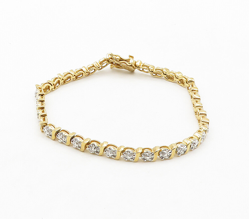 ROSS SIMON 925 Silver  Genuine Diamonds Gold Plated Chain Bracelet  BT6437