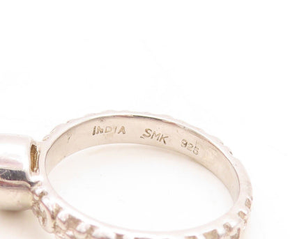 925 Sterling Silver Vintage Ring Round Cut Stackable Citrine  Sz 5.5  RG30080