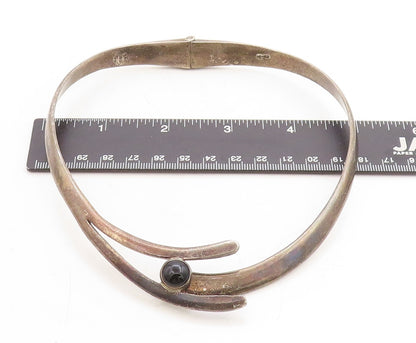 MEXICO 925 Sterling Silver  Vintage Black Onyx Bypass Collar Necklace  NE2189