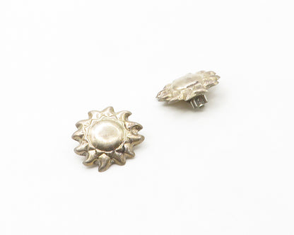 MEXICO 925 Sterling Silver  Vintage Sun Motif Non Pierce Earrings  EG8800