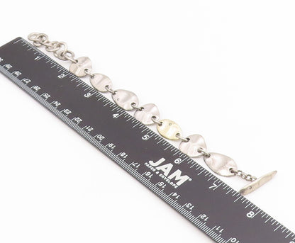 925 Sterling Silver Vintage Bracelet Real Diamonds Modernist Disc Link  BT11706