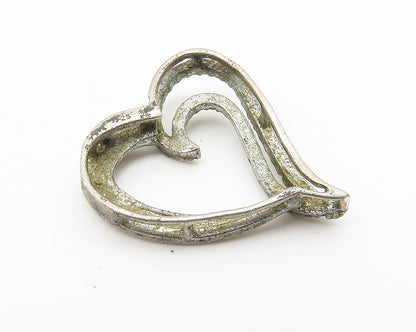 925 Sterling Silver  Vintage Genuine Diamonds Petite Love Heart Pendant PT8318