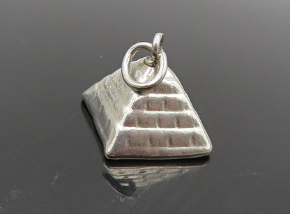 925 Sterling Silver  Vintage Shiny Petite Hollow Pyramid Motif Pendant  PT6833