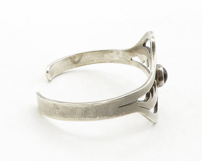 MEXICO 925 Silver  Vintage Black Onyx Cutout Design Cuff Bracelet  BT4819