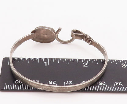 925 Sterling Silver Vintage Bracelet Solid Oval Larimar U Hook Bangle  BT10495