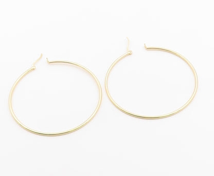 925 Sterling Silver Vintage Earrings Gold Plated Minimalist Large Hoops  EG14424