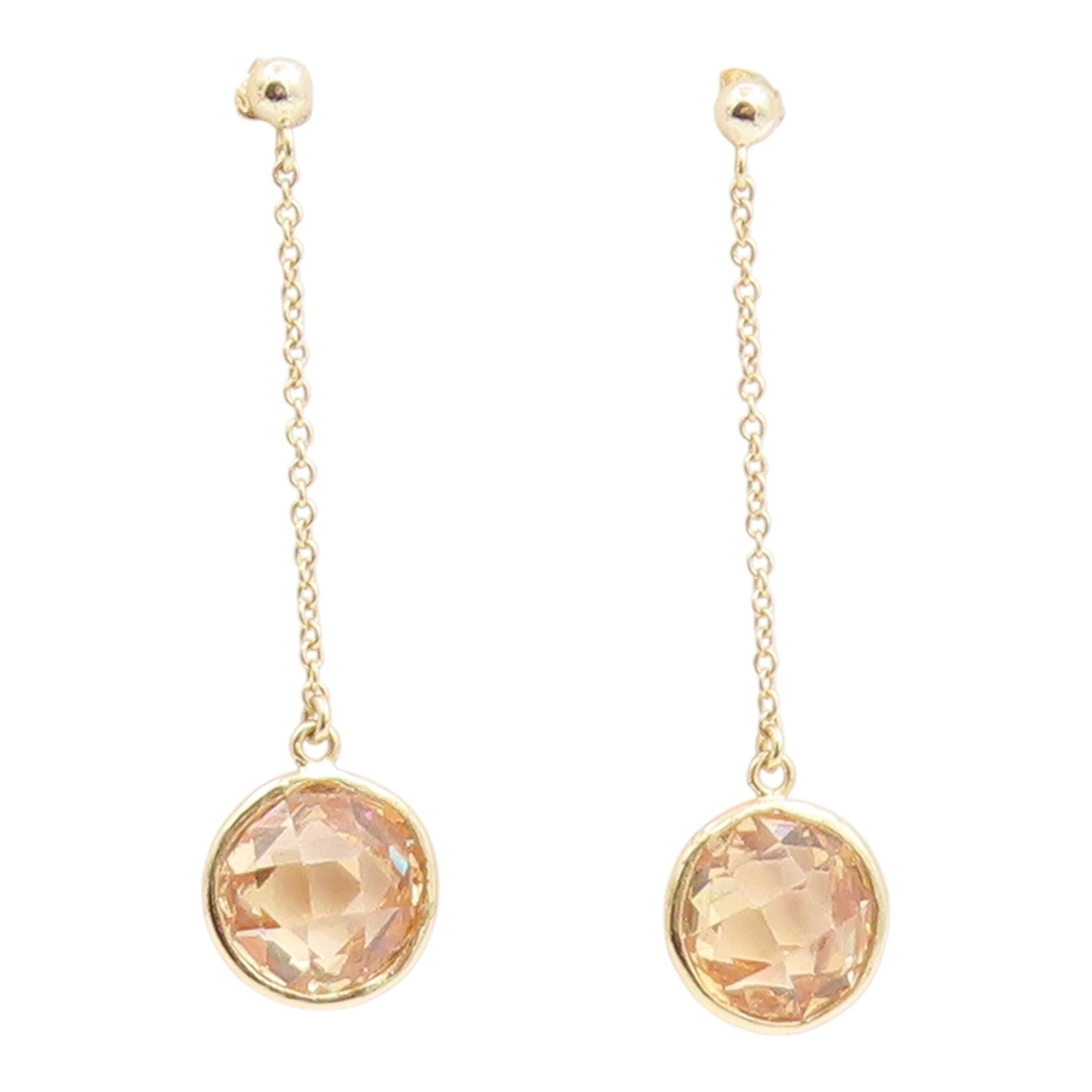 925 Sterling Silver Vintage Earrings Gold Plated Faceted Citrine Drop  EG14241