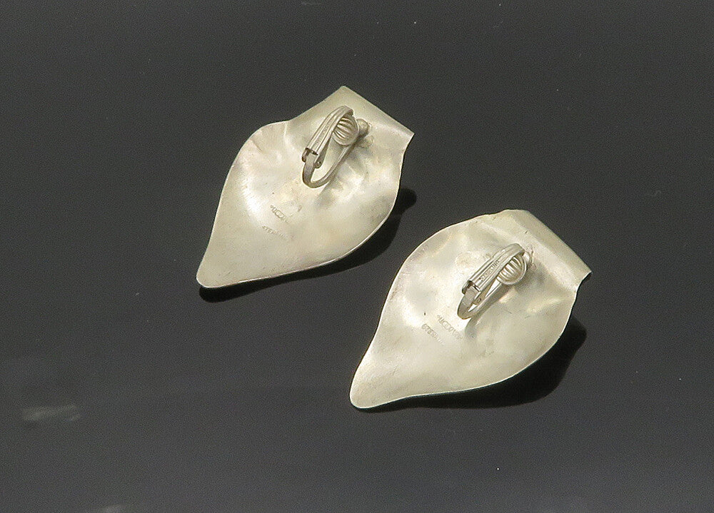 TULLA BOOTH 925 Silver  Vintage Cabochon Jade Non Pierce Earrings  EG10032