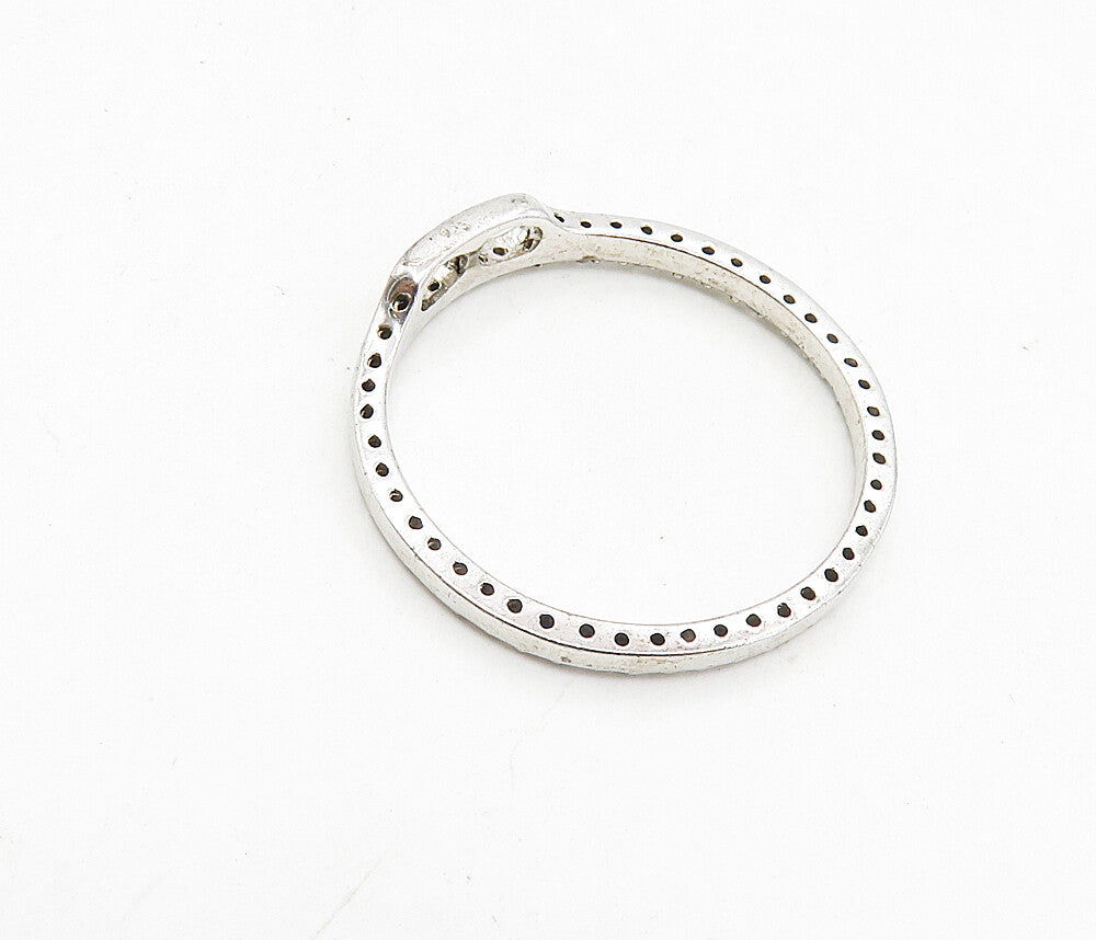 925 Sterling Silver  Shiny White Topaz Minimalist Open Circle Pendant  PT6480