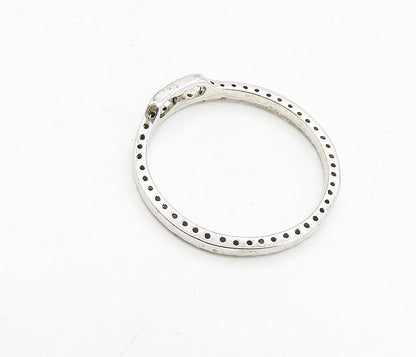 925 Sterling Silver  Shiny White Topaz Minimalist Open Circle Pendant  PT6480