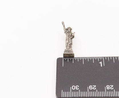 925 Sterling Silver Vintage Pendant Mini Solid Carved Statue Of Liberty  PT22589