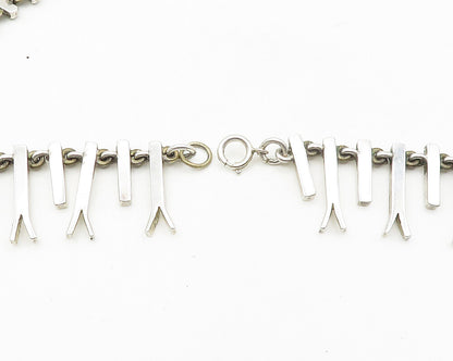 925 Sterling Silver  Vintage Shiny Split Bar Link Heavy Chain Necklace  NE2791