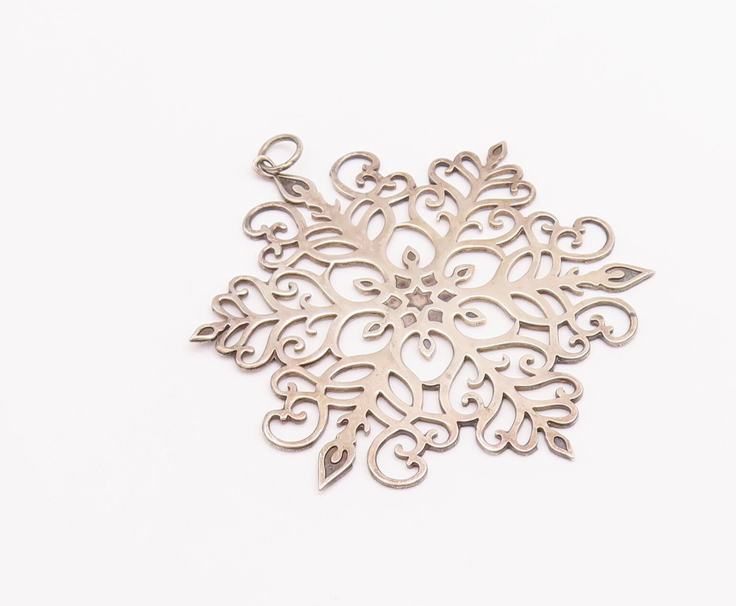 925 Sterling Silver Vintage Pendant MMA Swirly Design Carved Flower  PT23203