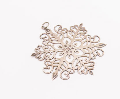 925 Sterling Silver Vintage Pendant MMA Swirly Design Carved Flower  PT23203
