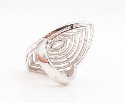 925 Sterling Silver Vintage Ring Classic CZ Halo Marquise Web  Sz 6.5  RG35527