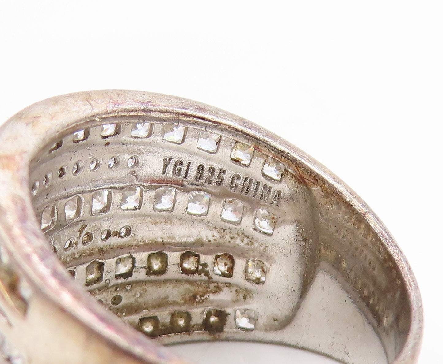 925 Sterling Silver Vintage Ring CZ Multi Row Channel Set Band  Sz 9  RG34440