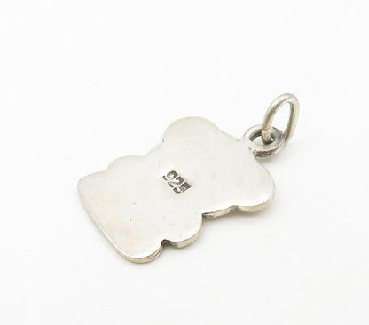 925 Sterling Silver  Vintage Shiny Petite Teddy Bear Motif Pendant  PT12876