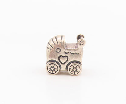 925 Sterling Silver Vintage Pendant PANDORA Mini Etched Cradle Charm  PT24252