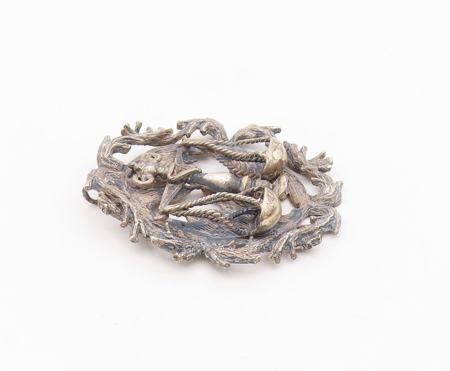 925 Silver  Vintage Antique Libra Sign Branch Wreath Zodiac Pendant  PT20369