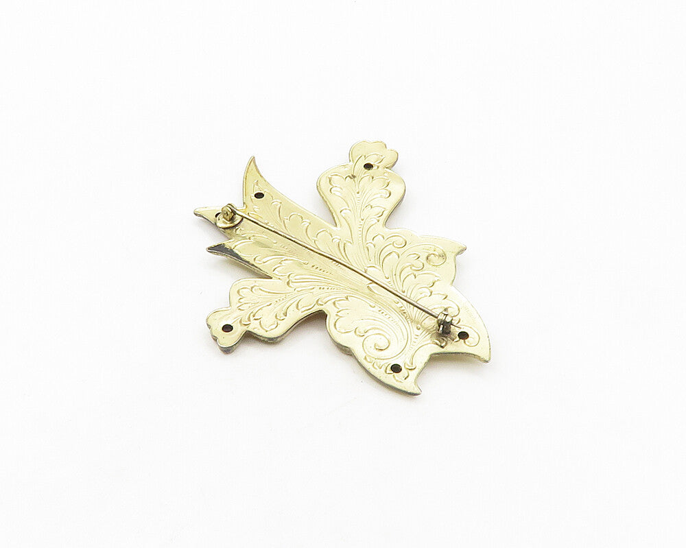 925 Sterling Silver  Vintage Gold Plated Two Tone Floral Brooch Pin  BP7170