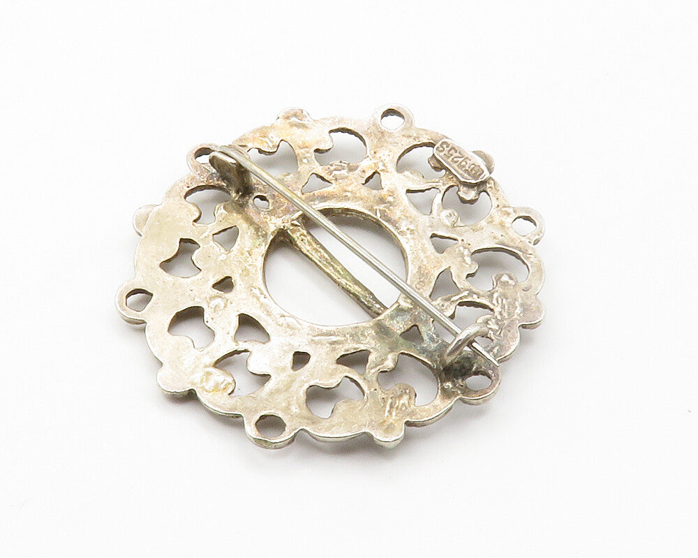 925 Sterling Silver  Vintage Antique Pretzel Swirl Round Brooch Pin  BP5613