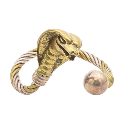 925 Sterling Silver Vintage Bracelet Two Tone Twisted Cobra Head Cuff  BT11418