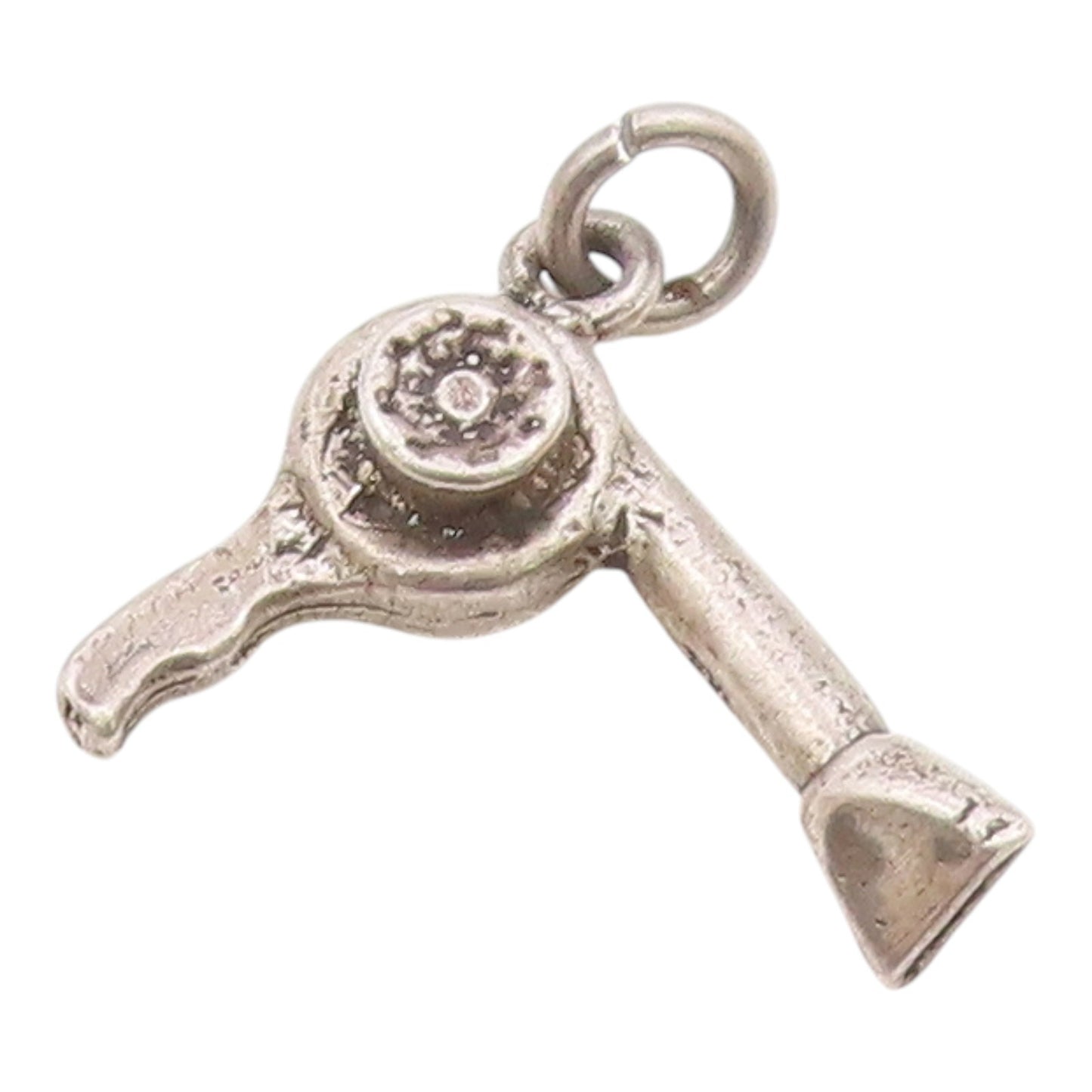 925 Sterling Silver  Vintage Shiny Petite Hair Blow Dryer Drop Pendant  PT9040