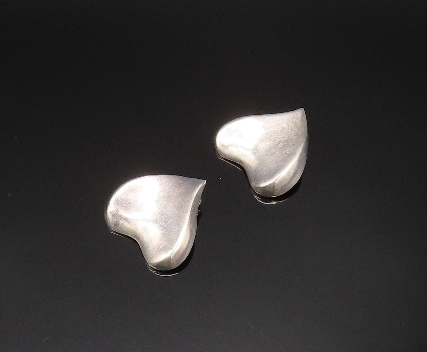 925 Silver  Vintage Minimalist Heart Shaped Non Pierced Earrings  EG11773