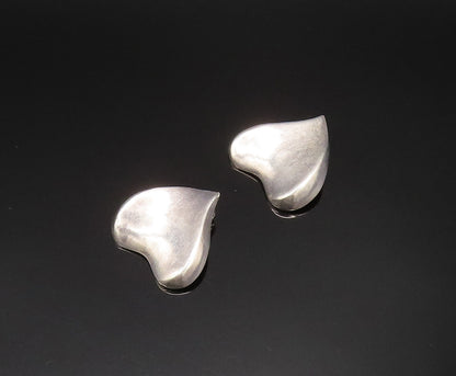 925 Silver  Vintage Minimalist Heart Shaped Non Pierced Earrings  EG11773