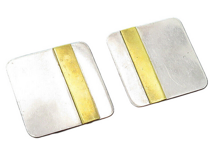DESIGNER 925 Sterling Silver  Vintage Two Tone Non Pierce Earrings  EG9986
