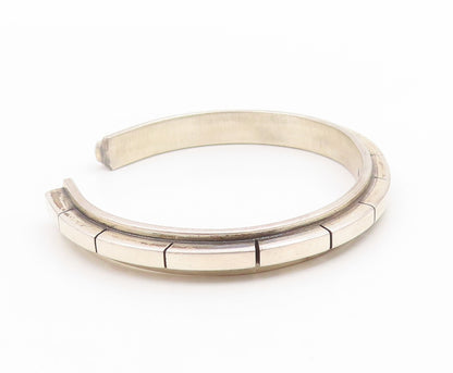 925 Sterling Silver Vintage Bracelet Modernist Geometric Pattern Cuff  BT12016