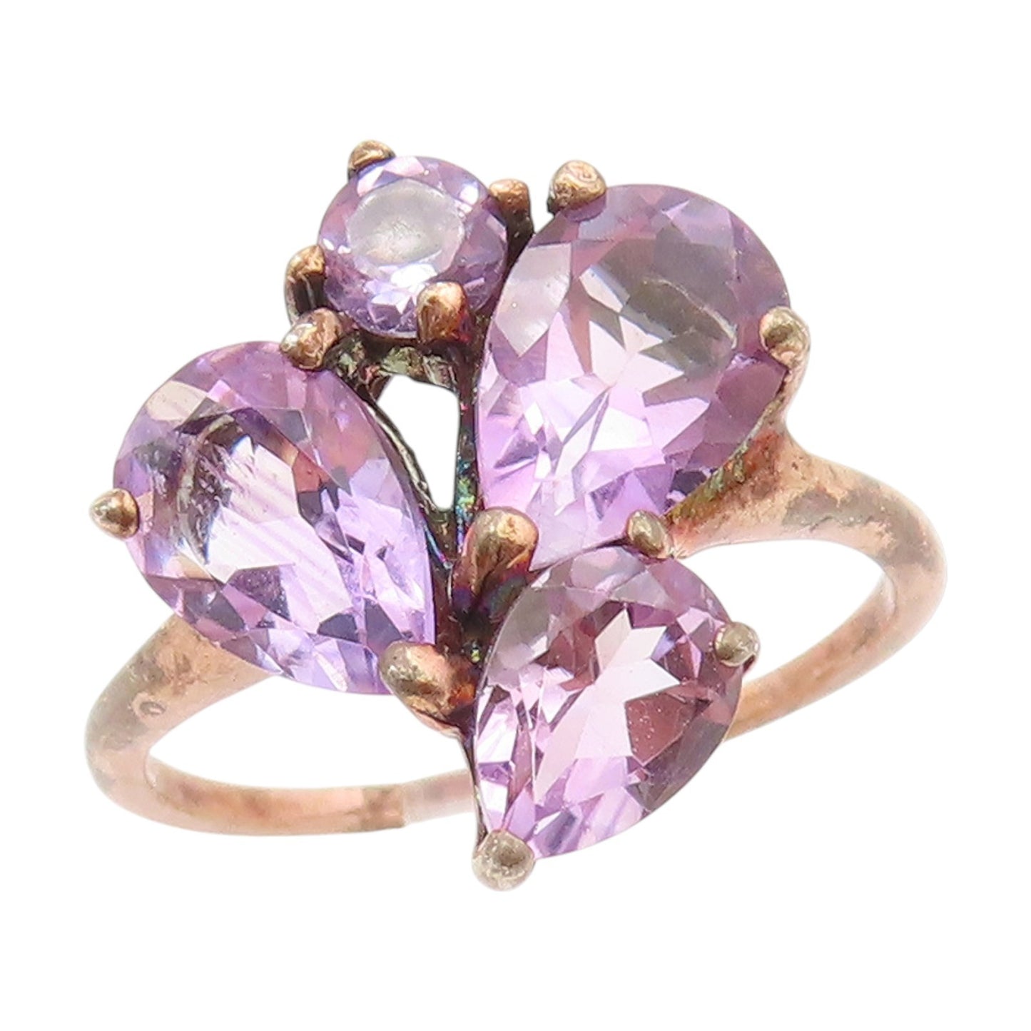 925 Sterling Silver Vintage Ring Gold Plated Amethyst Band  Sz 8.5  RG34547
