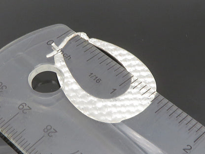 925 Sterling Silver  Vintage Shiny Circle Pattern Hoop Earrings  EG11546