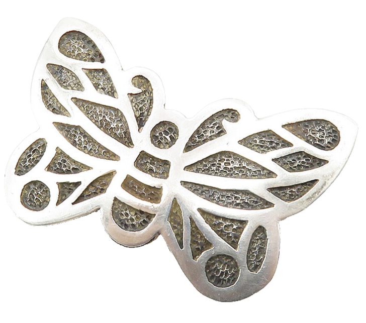 925 Sterling Silver  Vintage Oxidized Butterfly Motif Brooch Pin  BP4157