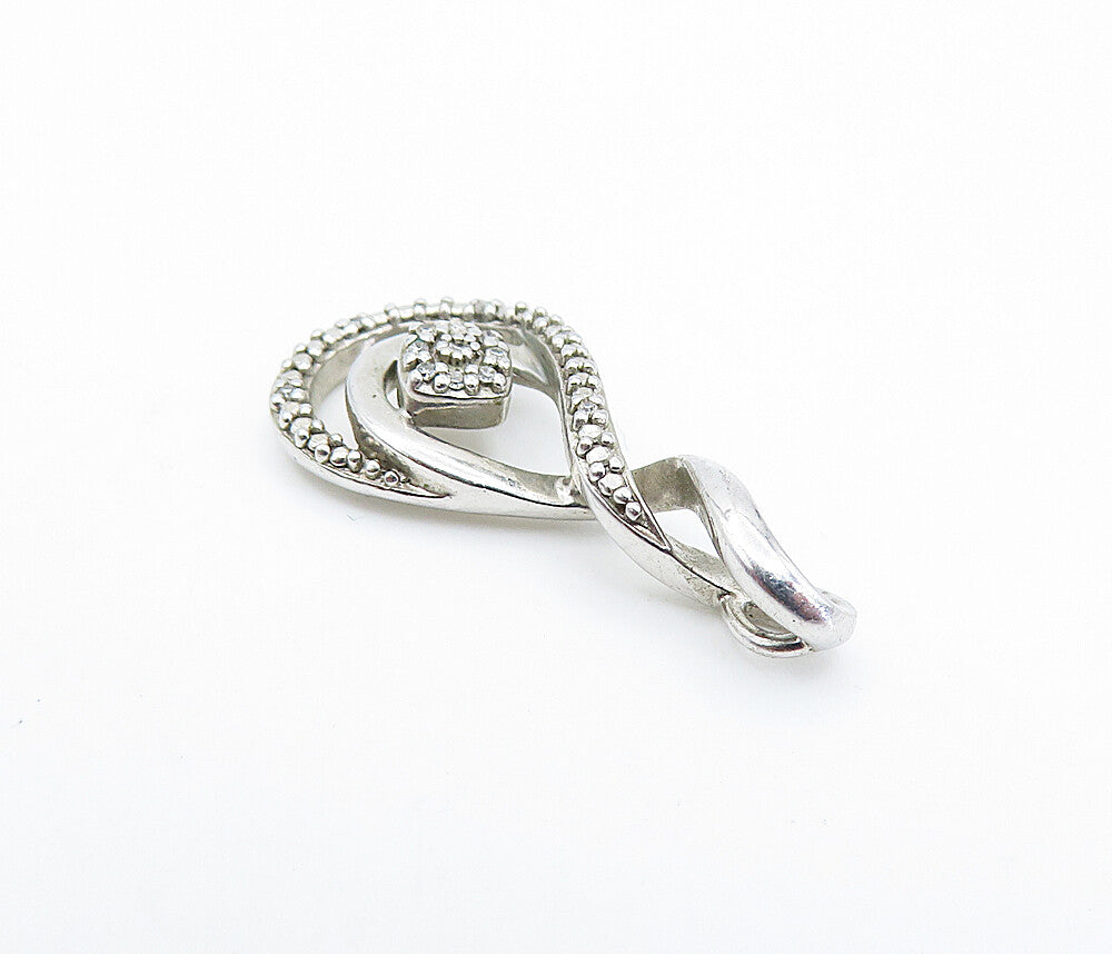 925 Sterling Silver  Shiny Genuine Diamonds Infinity Twist Pendant  PT6168