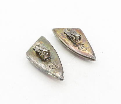 FREDERIC JEAN DUCLOS 925 Sterling Silver Vintage Earrings Multi Gemstone EG4518