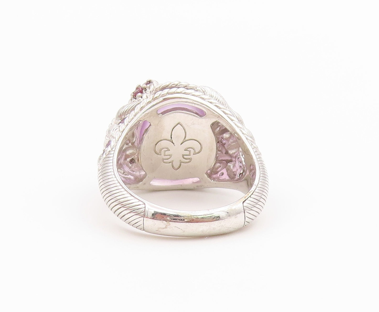 925 Sterling Silver Vintage Ring JUDITH RIPKA Rose Quartz Band  Sz 8  RG36428