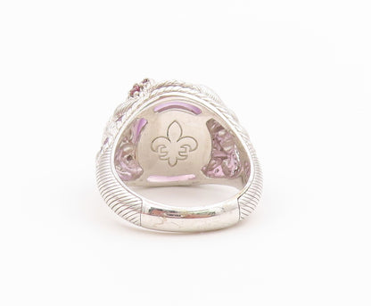 925 Sterling Silver Vintage Ring JUDITH RIPKA Rose Quartz Band  Sz 8  RG36428