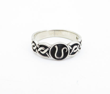 PETER STONE 925 Silver  Vintage Oxidized Celtic Knot Band Ring Sz 9  RG3895