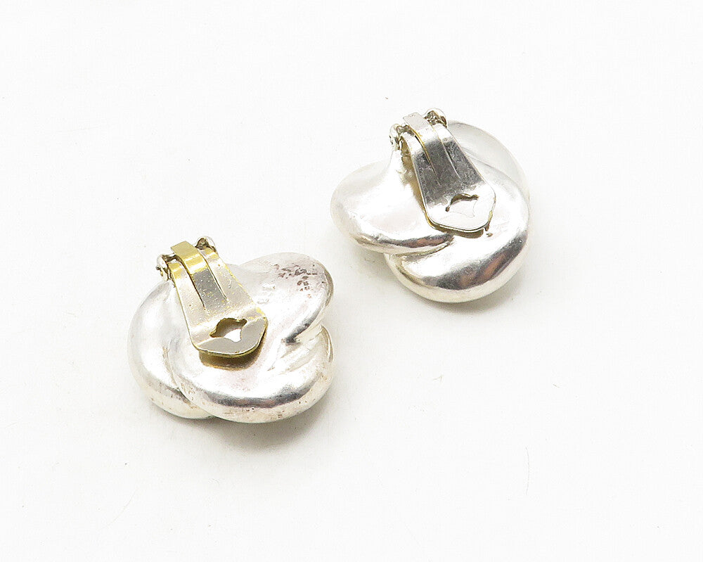 925 Sterling Silver  Vintage Shiny Hollow Flower Non Pierce Earrings  EG5286