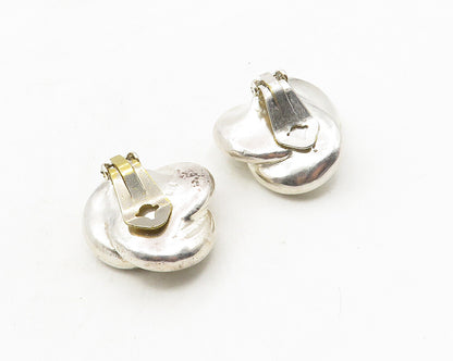925 Sterling Silver  Vintage Shiny Hollow Flower Non Pierce Earrings  EG5286