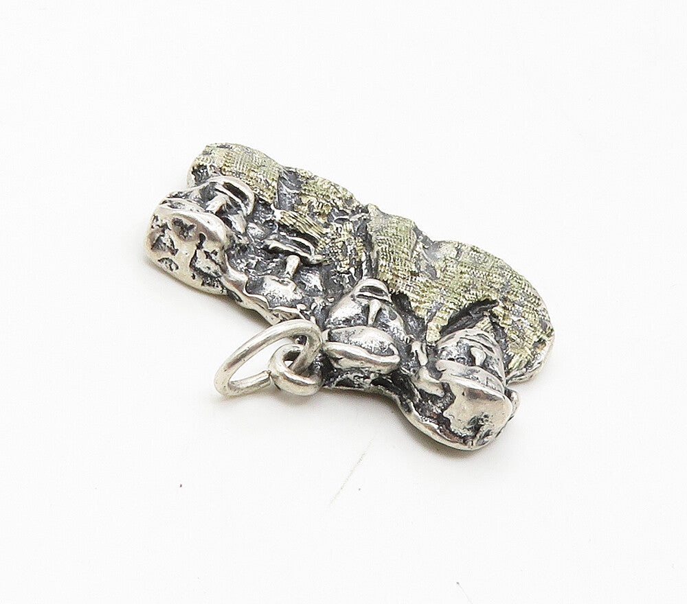 925 Sterling Silver   Vintage Mount Rushmore Chiseled Drop Pendant  PT12763
