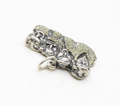 925 Sterling Silver   Vintage Mount Rushmore Chiseled Drop Pendant  PT12763