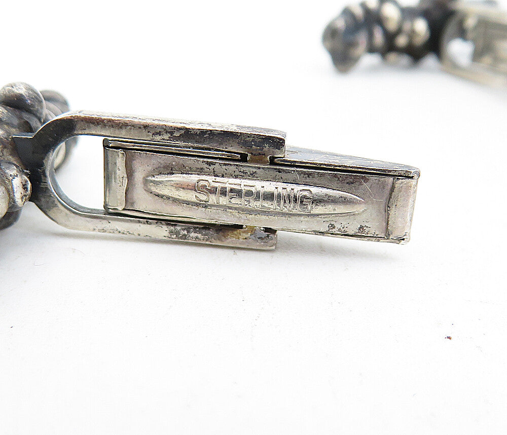 925 Sterling Silver  Vintage Antique Oxidized Sculpted Cuff Links  TR1085