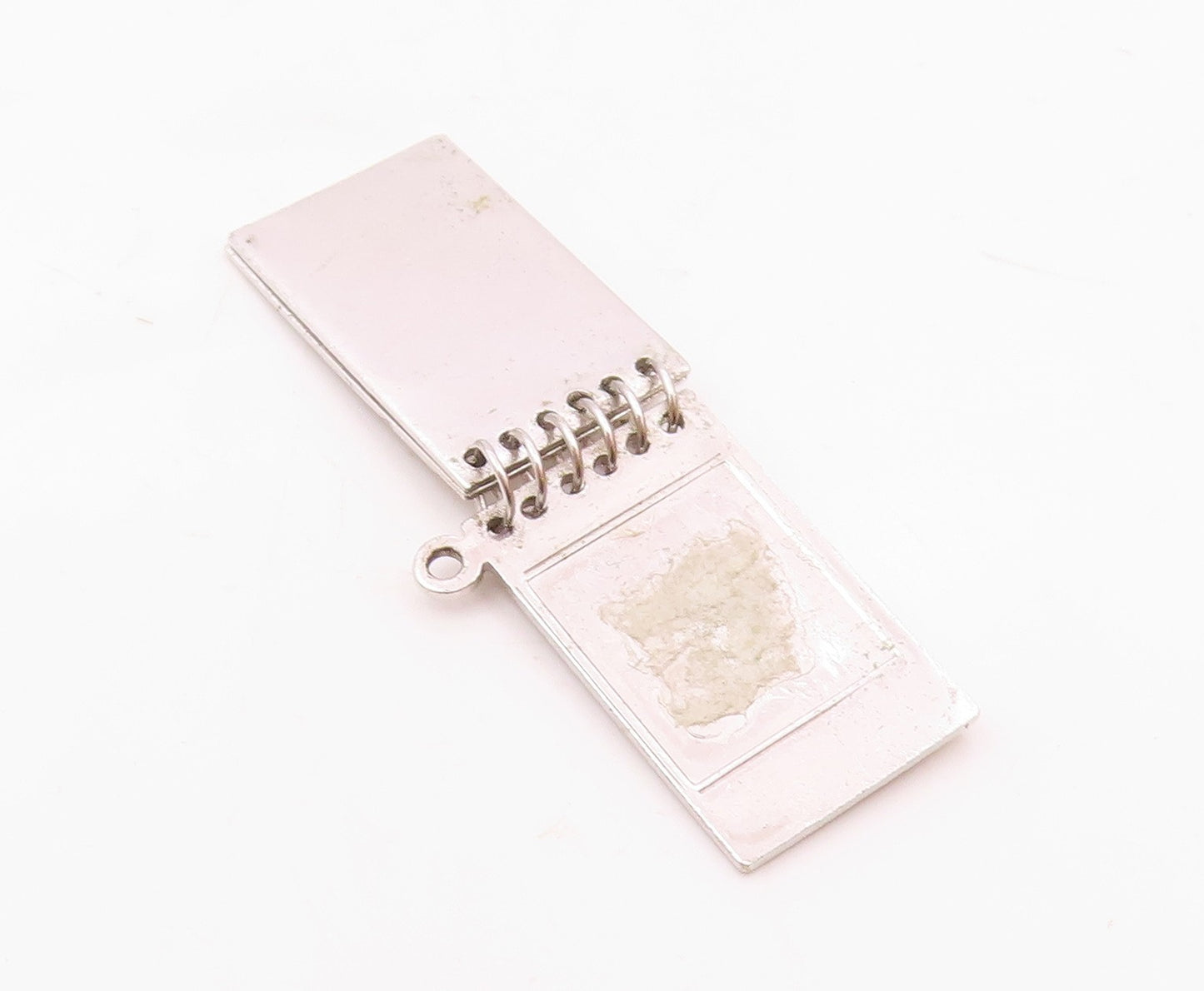 925 Sterling Silver  Vintage Etched Steno Pad Notebook Pendant (OPENS) PT20822