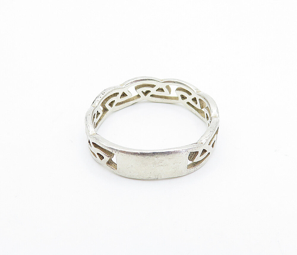 925 Sterling Silver  Vintage Shiny Celtic Knot Pattern Band Ring Sz 8.5 RG3549