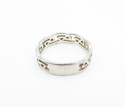 925 Sterling Silver  Vintage Shiny Celtic Knot Pattern Band Ring Sz 8.5 RG3549