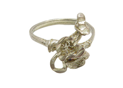 925 Sterling Silver  Vintage Diamond Cut Love Hearts Band Ring Sz 6  RG10421