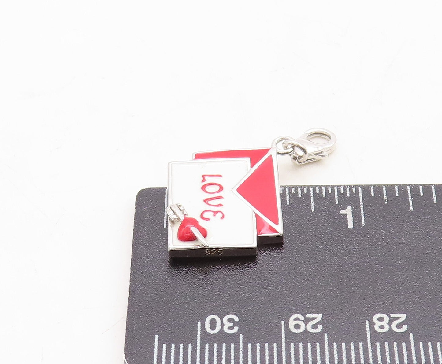 925 Sterling Silver Vintage Pendant 2 Tone Enameled Love Letter  PT23728