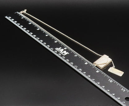 DESIGNER 925 Silver  Vintage Hammered Purse Rolo Chain Necklace (OPENS) NE3923